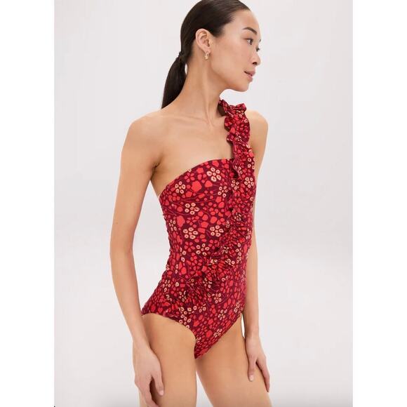 Ulla Johnson Capri Maillot One-Shoulder Ruffled Swimsuit Sz S - Picture 4 of 9